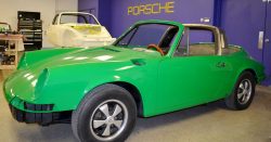 conda green Porsche during assembly